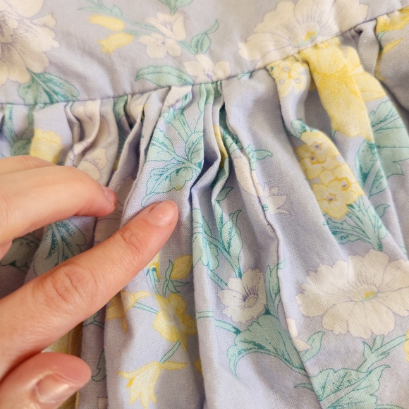 Selkie Claudia Puff Sleeve Mini Dress In Lavender Yellow Floral Cotton Size 8 - Picture 4 of 11